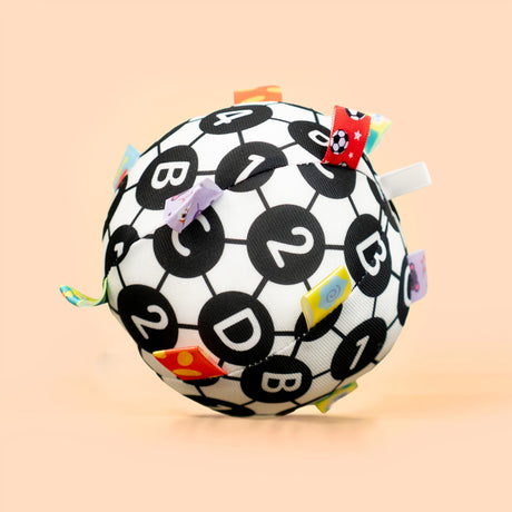 Black and white high contrast baby ball with numbers and letters for newborn vision
