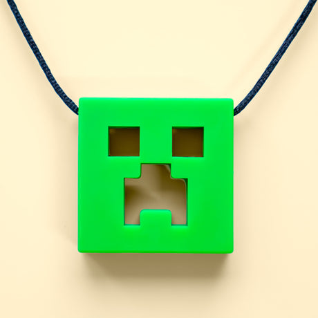 Pixel block style silicone sensory chew necklace for kids