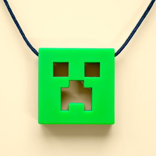Pixel block style silicone sensory chew necklace for kids