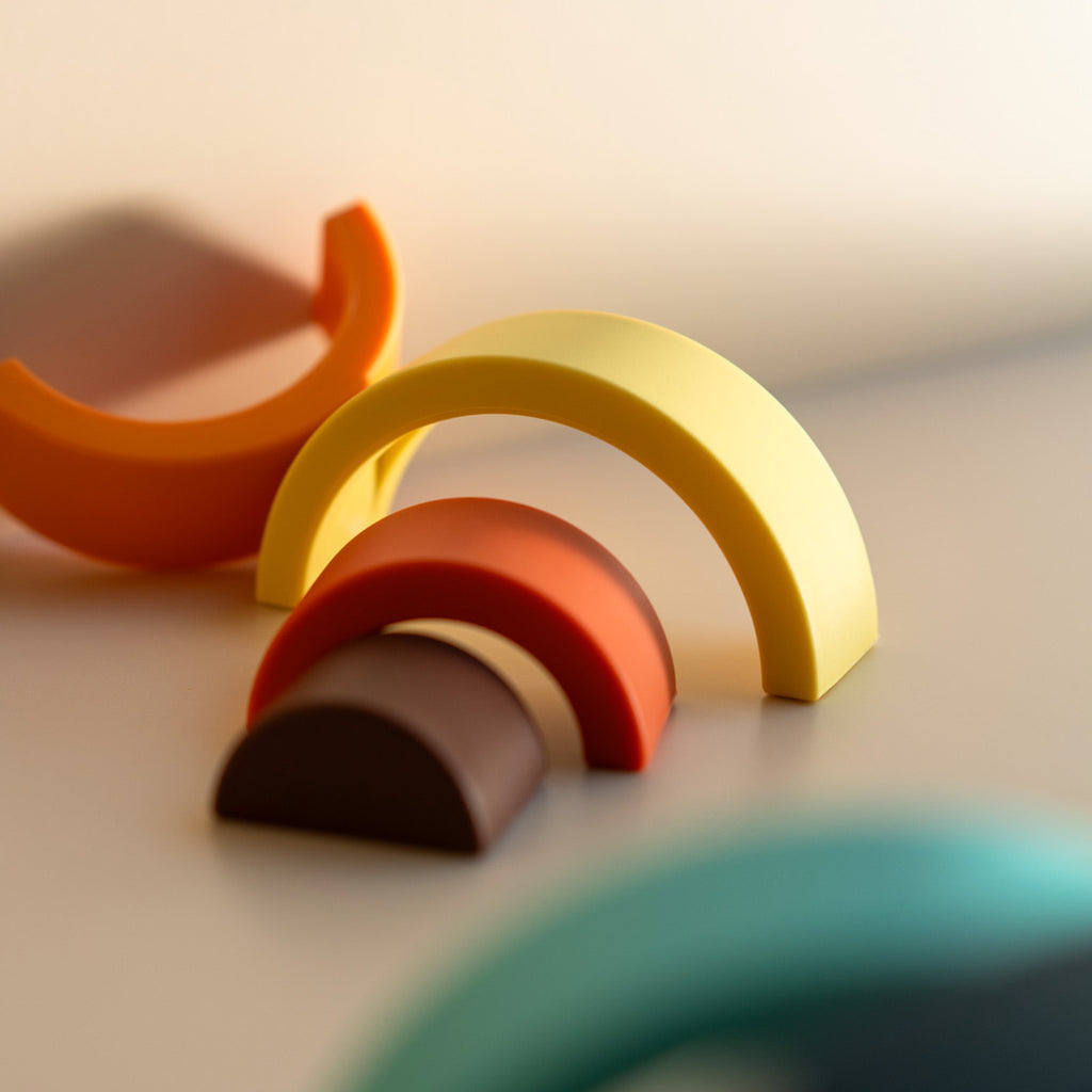 Silicon rainbow mini stacker toy for toddlers, detail other view