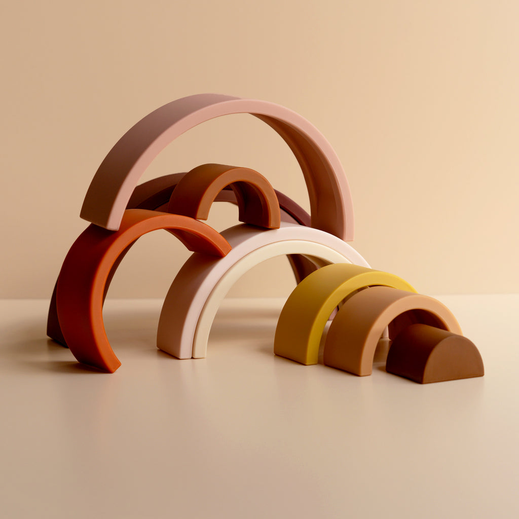 Silicon rainbow stacker toy for toddlers, side view other